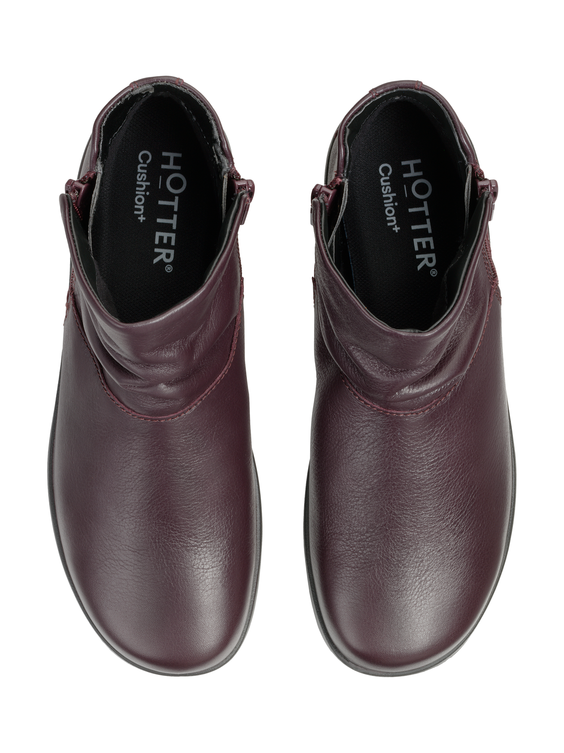 Product image 3 of 4, which shows Hotter Murmur Leather Ankle Boots, Wine, 3S