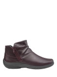 Hotter Murmur Wide Fit Leather Ankle Boots, Wine