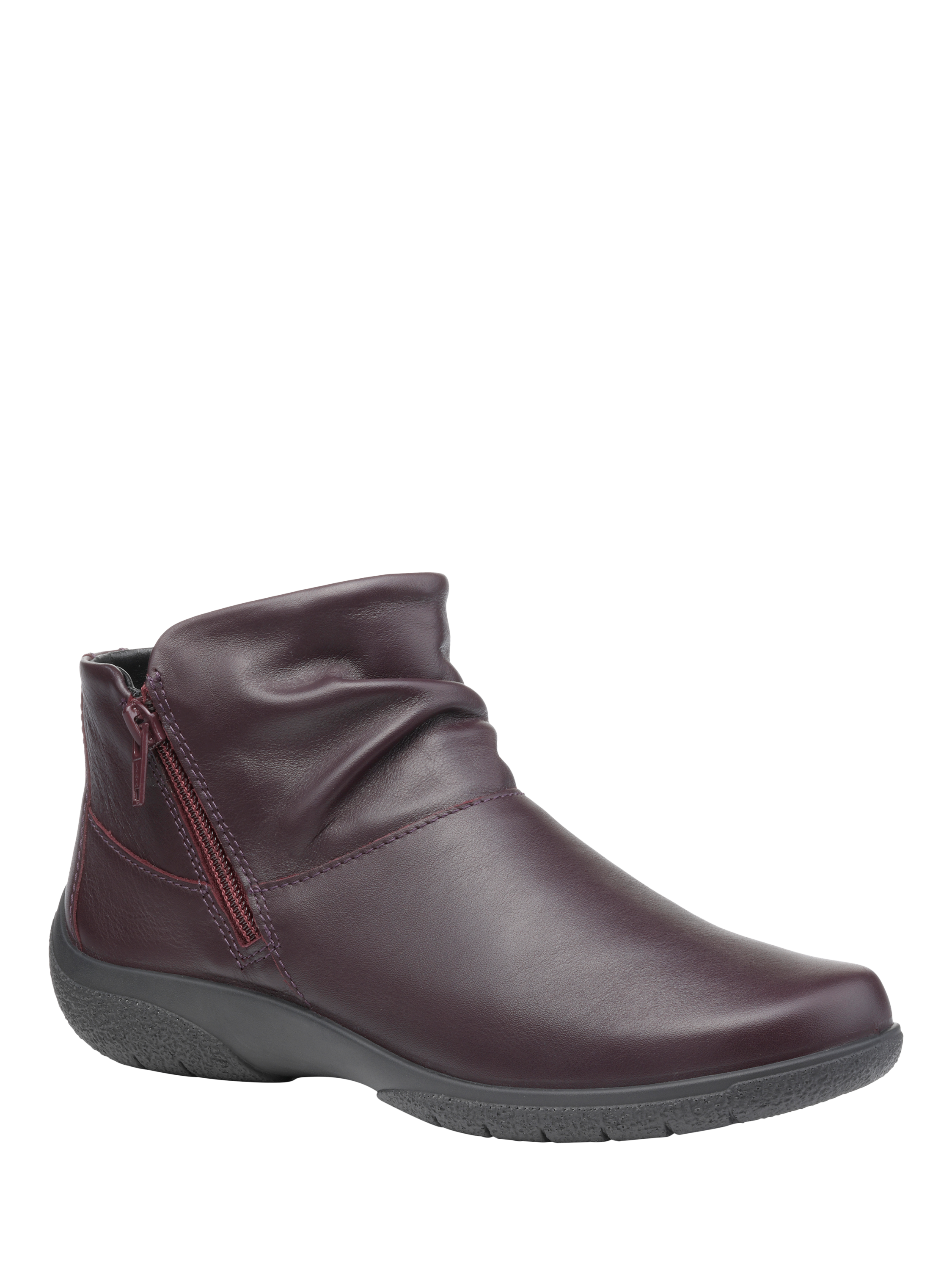 Product image 2 of 4, which shows Hotter Murmur Wide Fit Leather Ankle Boots, Wine, 3W