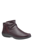 Hotter Murmur Wide Fit Leather Ankle Boots, Wine