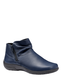 Hotter Murmur Wide Low Cut Leather Ankle Boots - view 2, French Navy