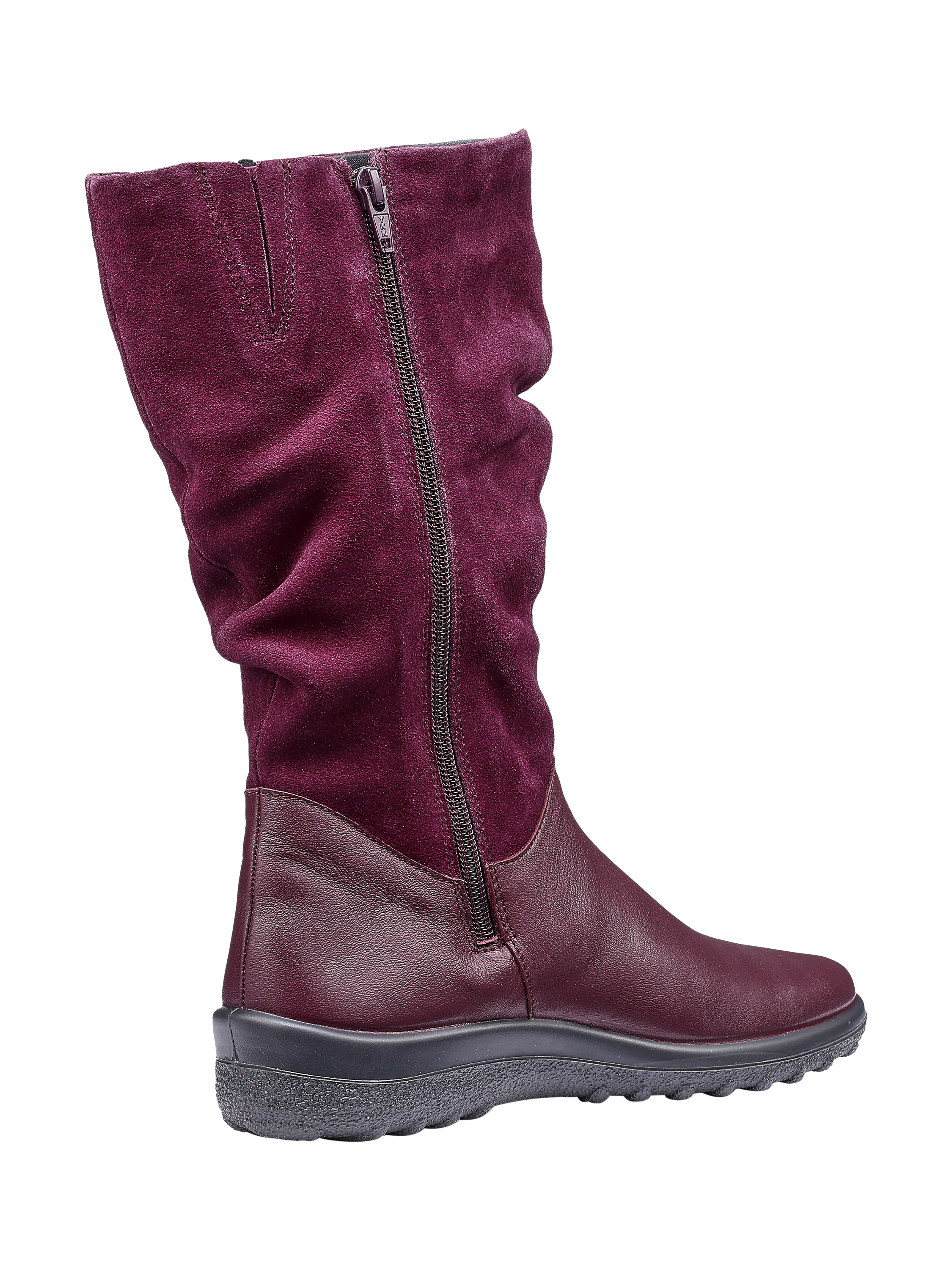 Product image 4 of 5, which shows Hotter Mystery Leather Calf Boots, Dark Cherry, 3S