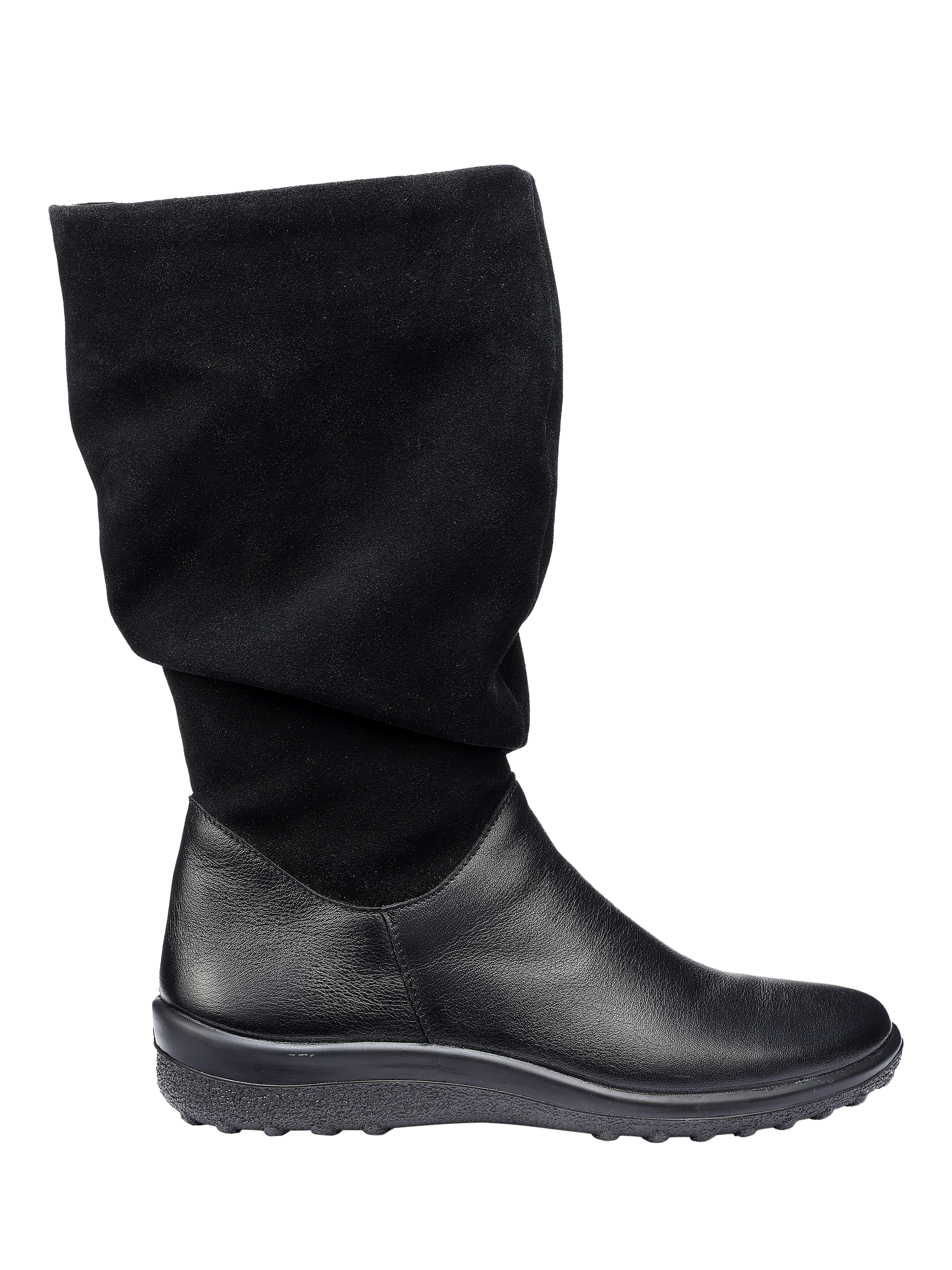 Product image 1 of 4, which shows Hotter Mystery Leather Calf Boots, Black, 3S