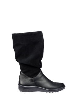 Hotter Mystery Wide Fit Leather Calf Boots, Black