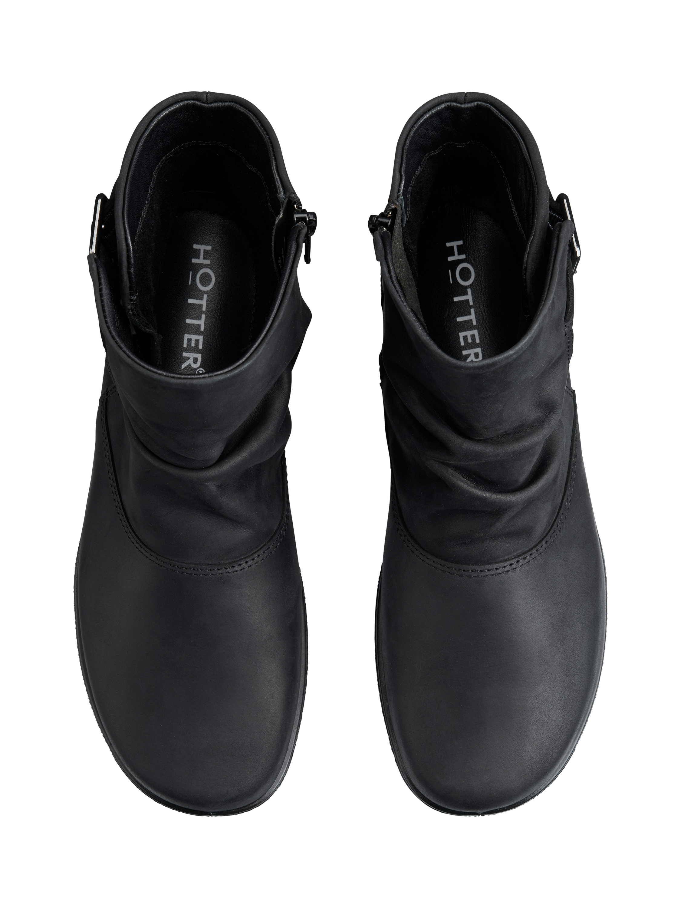 Product image 3 of 5, which shows Hotter Rumour Nubuck Ankle Boots, Black, 3S