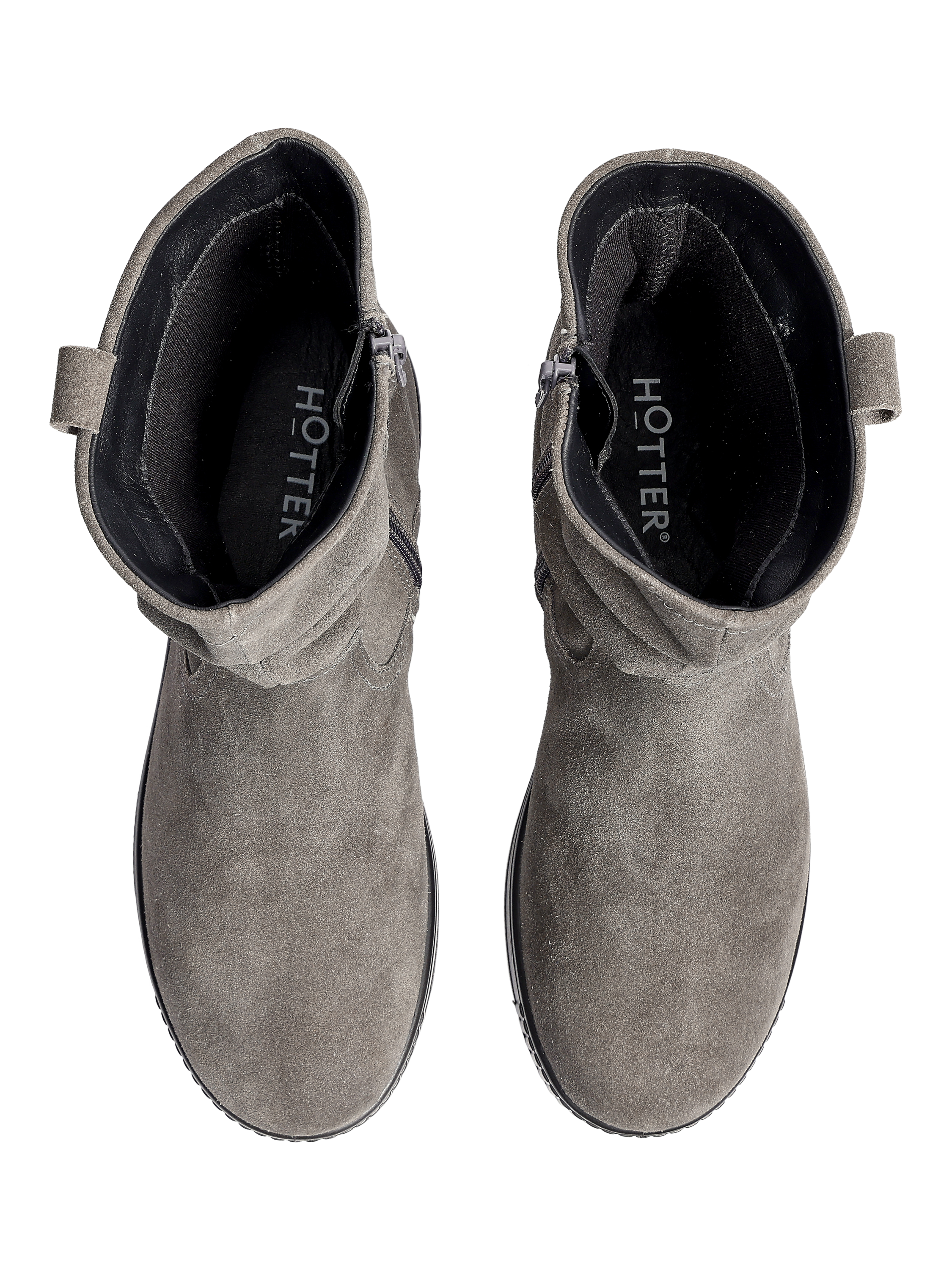 Product image 3 of 4, which shows Hotter Sprite Suede Ankle Boots, Smokey Grey, 3S