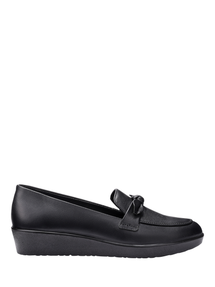 Hotter Amber Smart Wedge Decorative Bow Loafers, Black