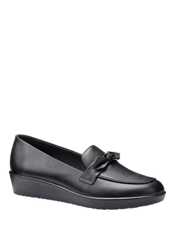 Hotter Amber Smart Wedge Decorative Bow Loafers - view 2, Black