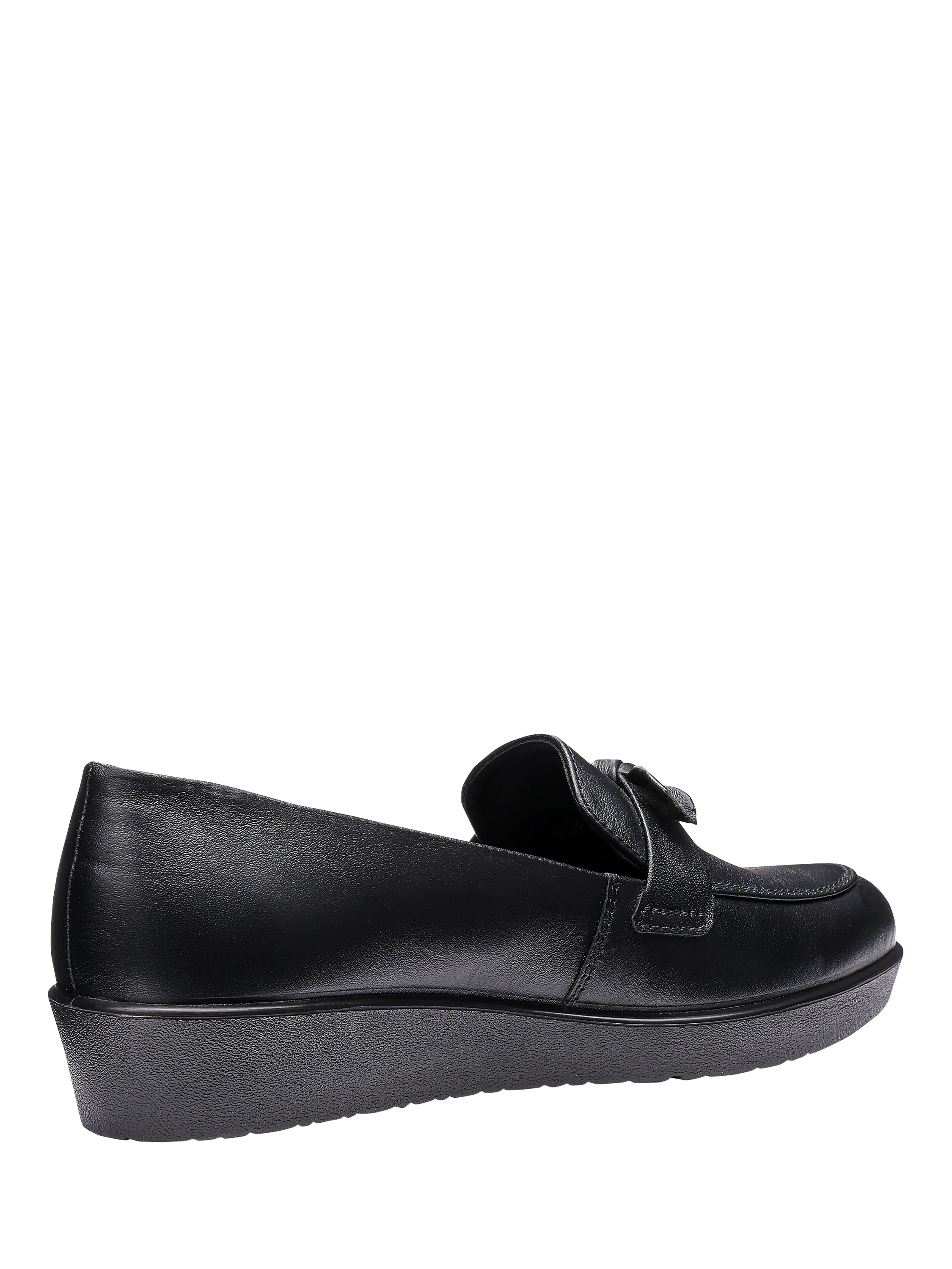 Product image 4 of 4, which shows Hotter Amber Smart Wedge Decorative Bow Loafers, Black, 3S