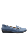 Hotter Clay Leather Slip-On Shoes, Aquatic Blue