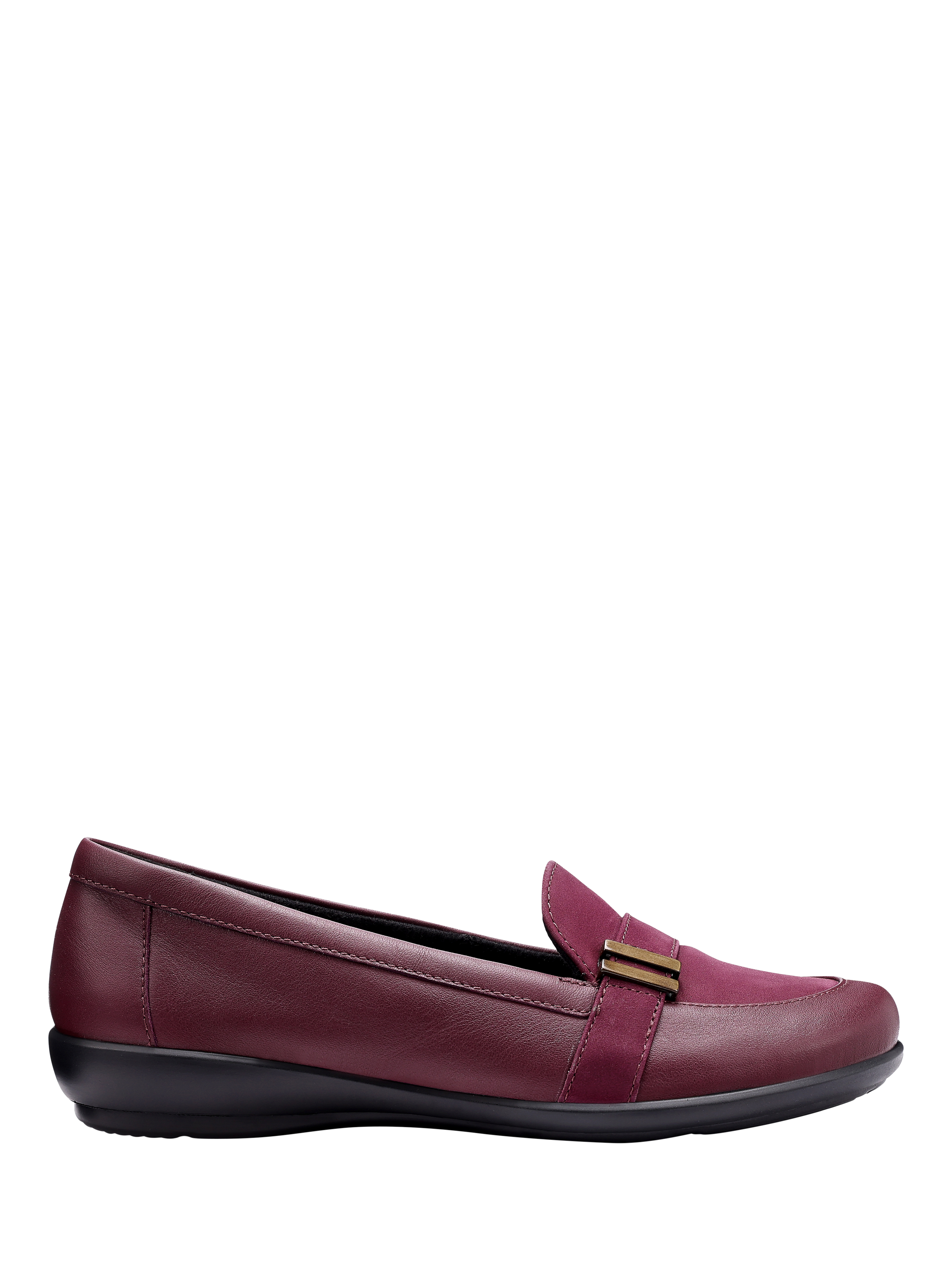 Product image 1 of 4, which shows Hotter Clay Leather Moccasin Inspired Slip Ons, Dark Cherry, 3S