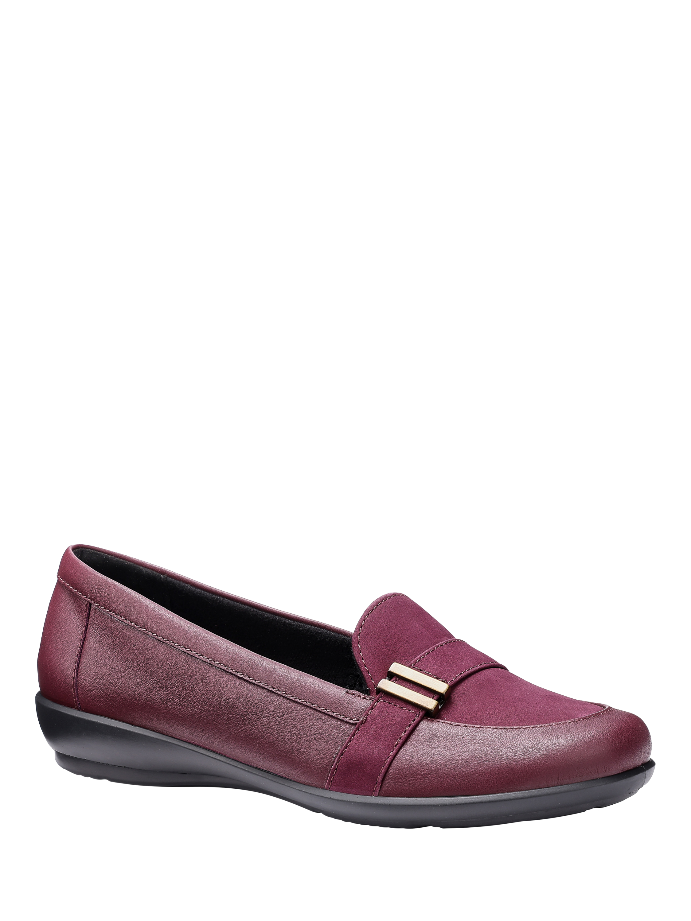 Product image 2 of 4, which shows Hotter Clay Leather Moccasin Inspired Slip Ons, Dark Cherry, 3S