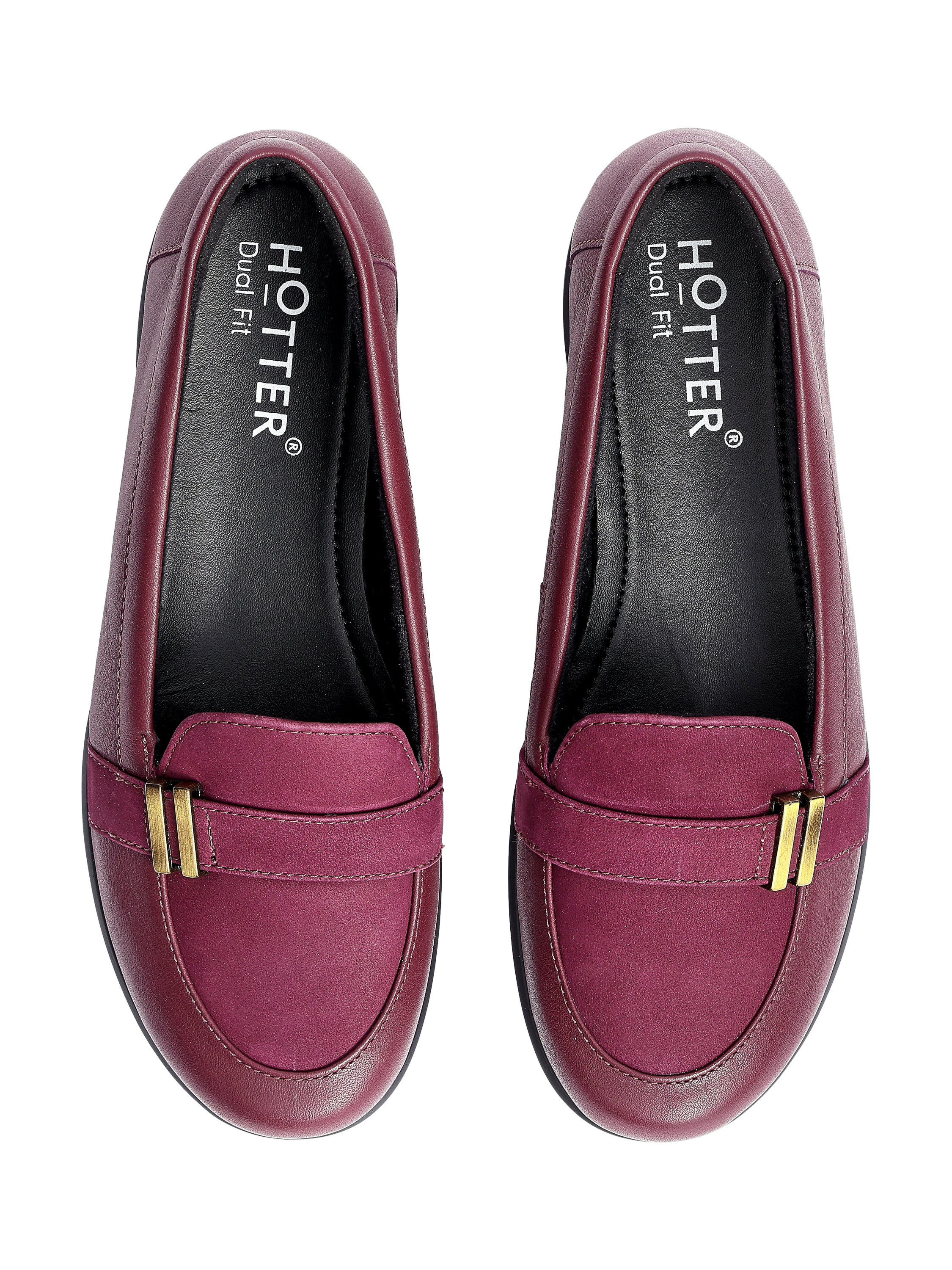 Product image 3 of 4, which shows Hotter Clay Leather Moccasin Inspired Slip Ons, Dark Cherry, 3S