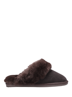Hotter Candy Classic Suede Sheepskin Slippers, Chocolate