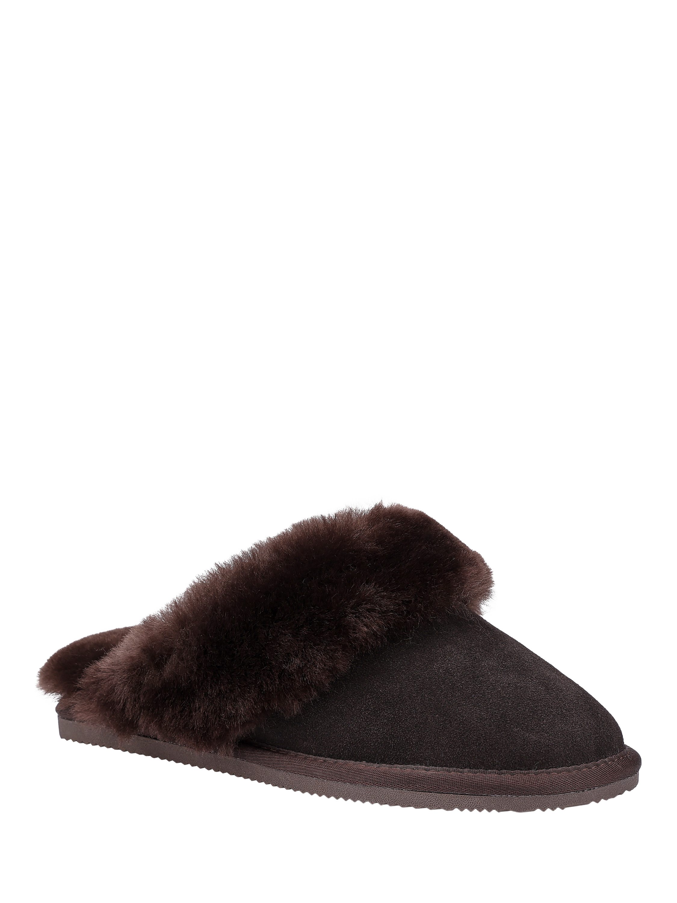 Product image 2 of 4, which shows Hotter Candy Classic Suede Sheepskin Slippers, Chocolate, 3