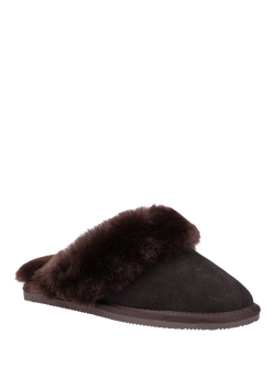 Hotter Candy Classic Suede Sheepskin Slippers - view 2, Chocolate