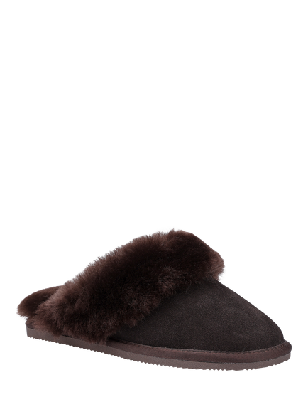 Hotter Candy Classic Suede Sheepskin Slippers - view 2, Chocolate