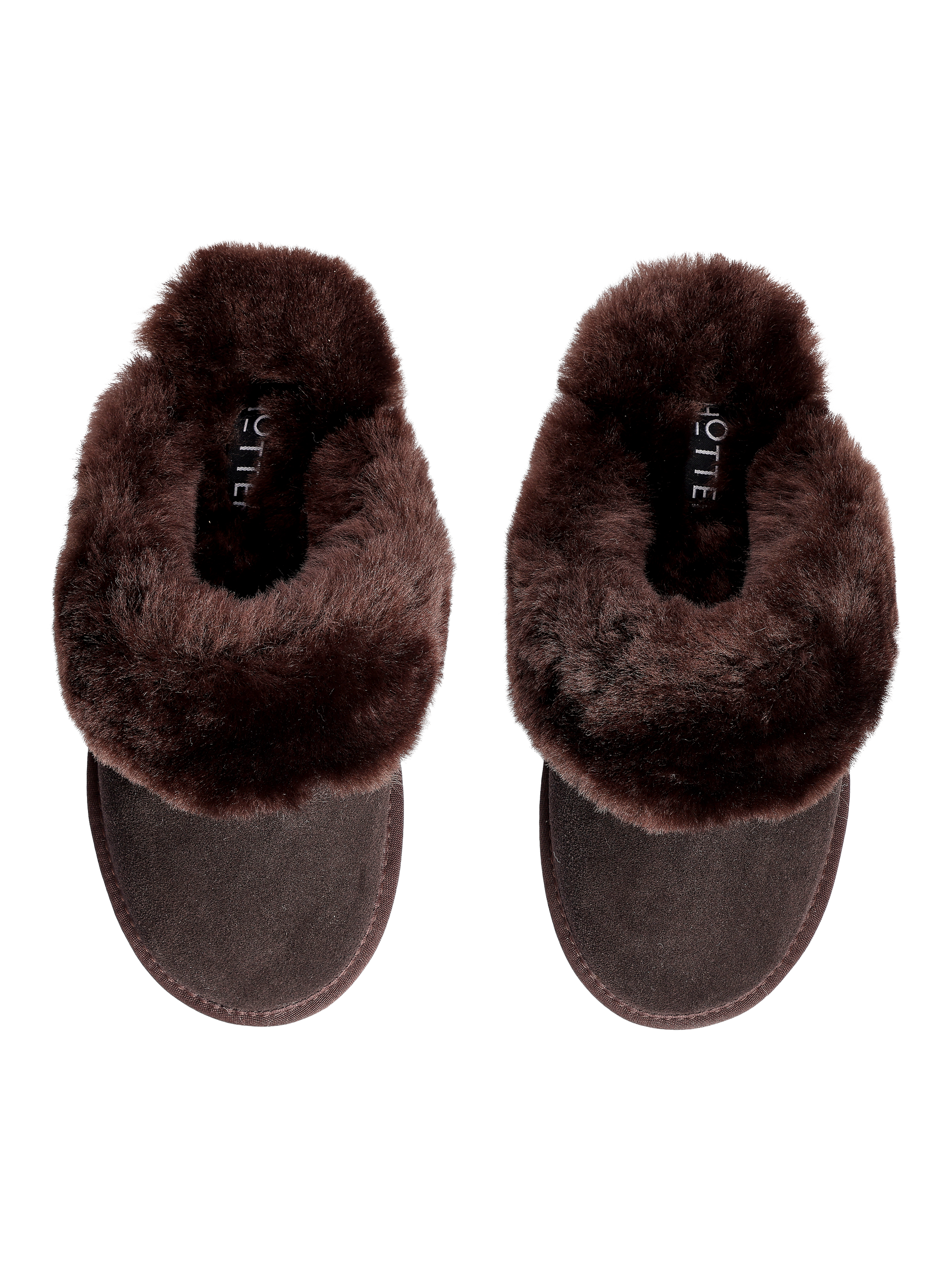 Product image 3 of 4, which shows Hotter Candy Classic Suede Sheepskin Slippers, Chocolate, 3