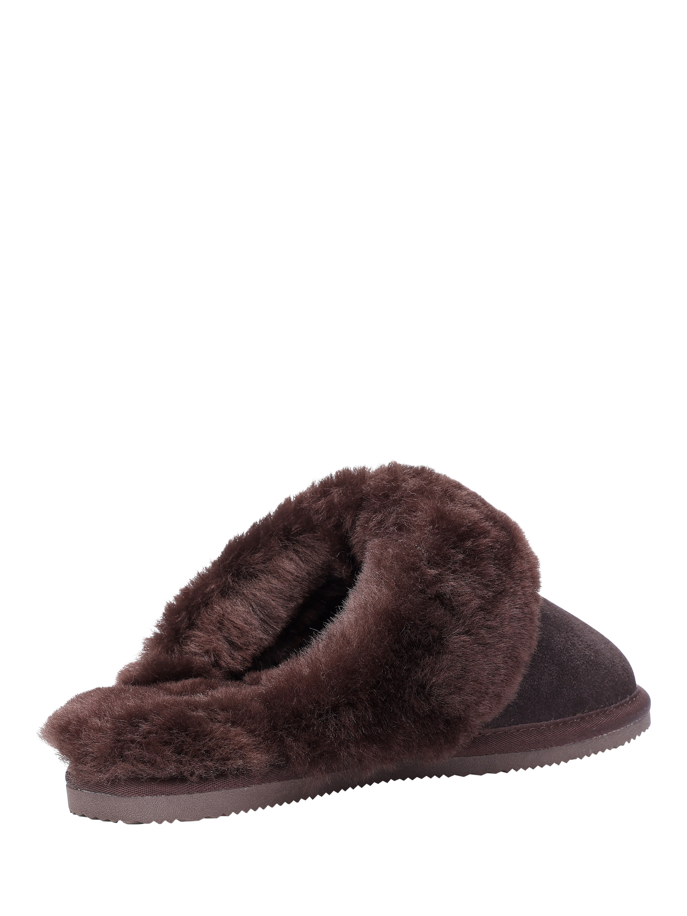 Product image 4 of 4, which shows Hotter Candy Classic Suede Sheepskin Slippers, Chocolate, 3