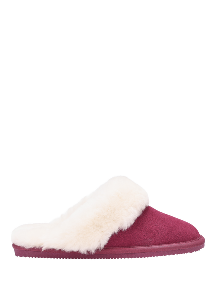 Hotter Candy Classic Suede Sheepskin Slippers, Maroon