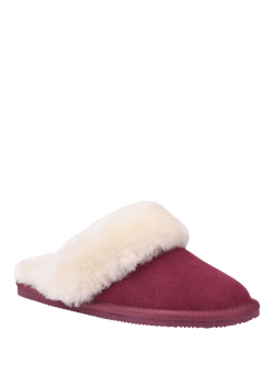 Hotter Candy Classic Suede Sheepskin Slippers - view 2, Maroon