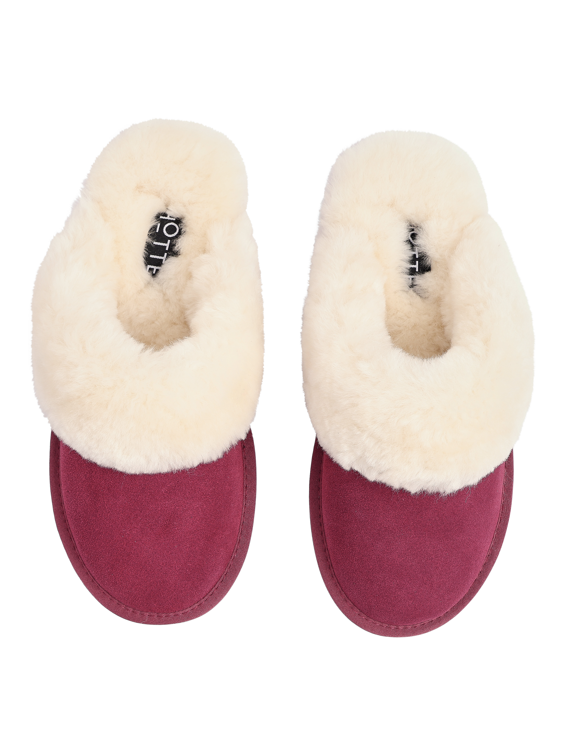 Product image 3 of 4, which shows Hotter Candy Classic Suede Sheepskin Slippers, Maroon, 3