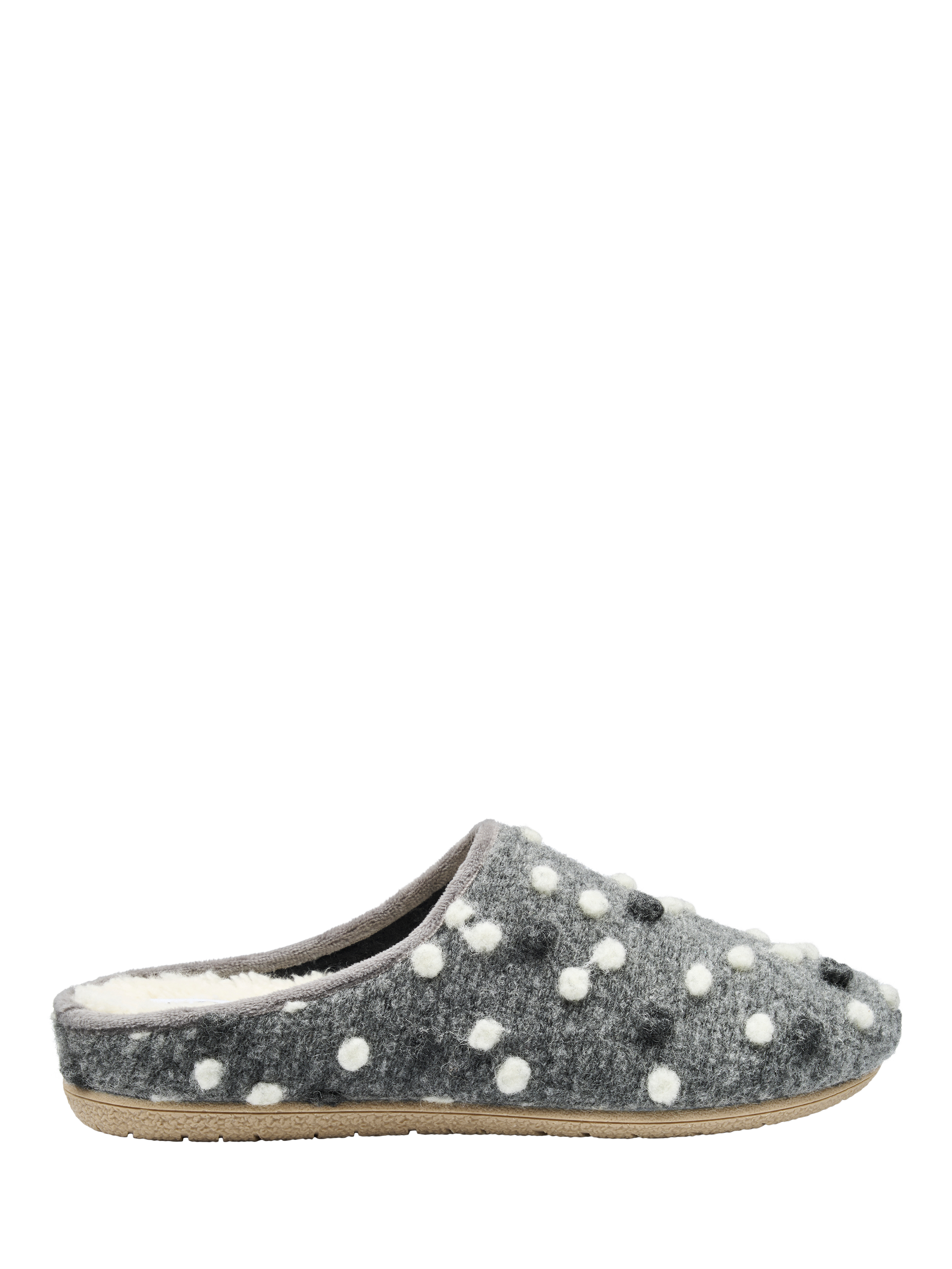 Product image 1 of 5, which shows Hotter Dotty Faux Shearling Slippers, Grey, 3