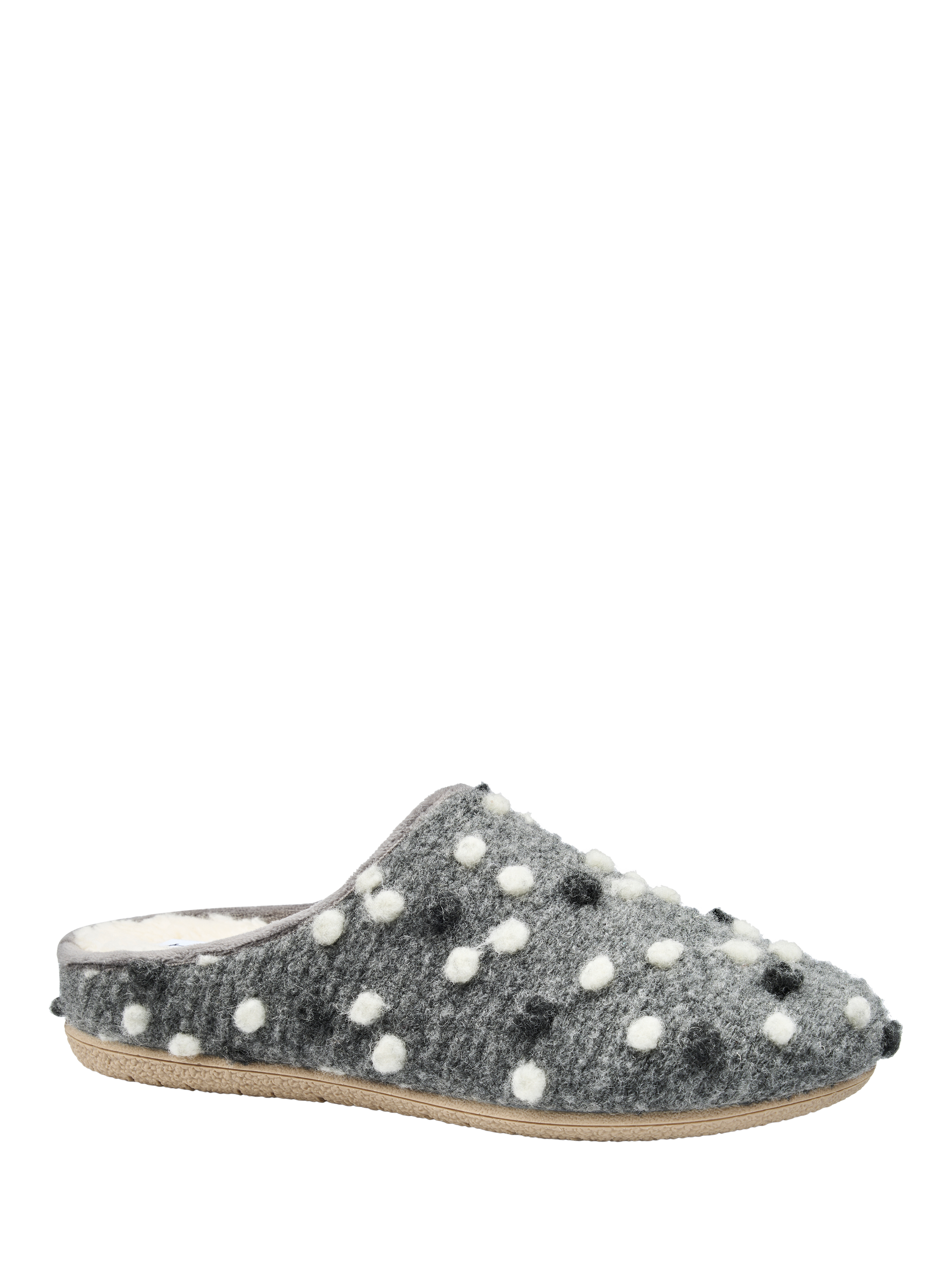 Product image 2 of 5, which shows Hotter Dotty Faux Shearling Slippers, Grey, 3