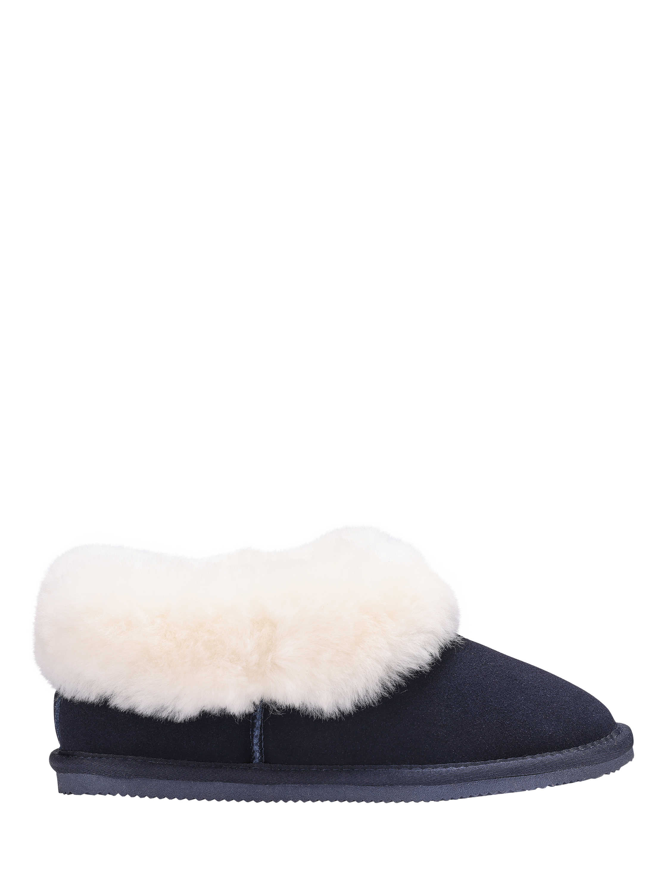 Product image 1 of 4, which shows Hotter Hug Suede Sheepskin Lined Slippers, Navy, 3
