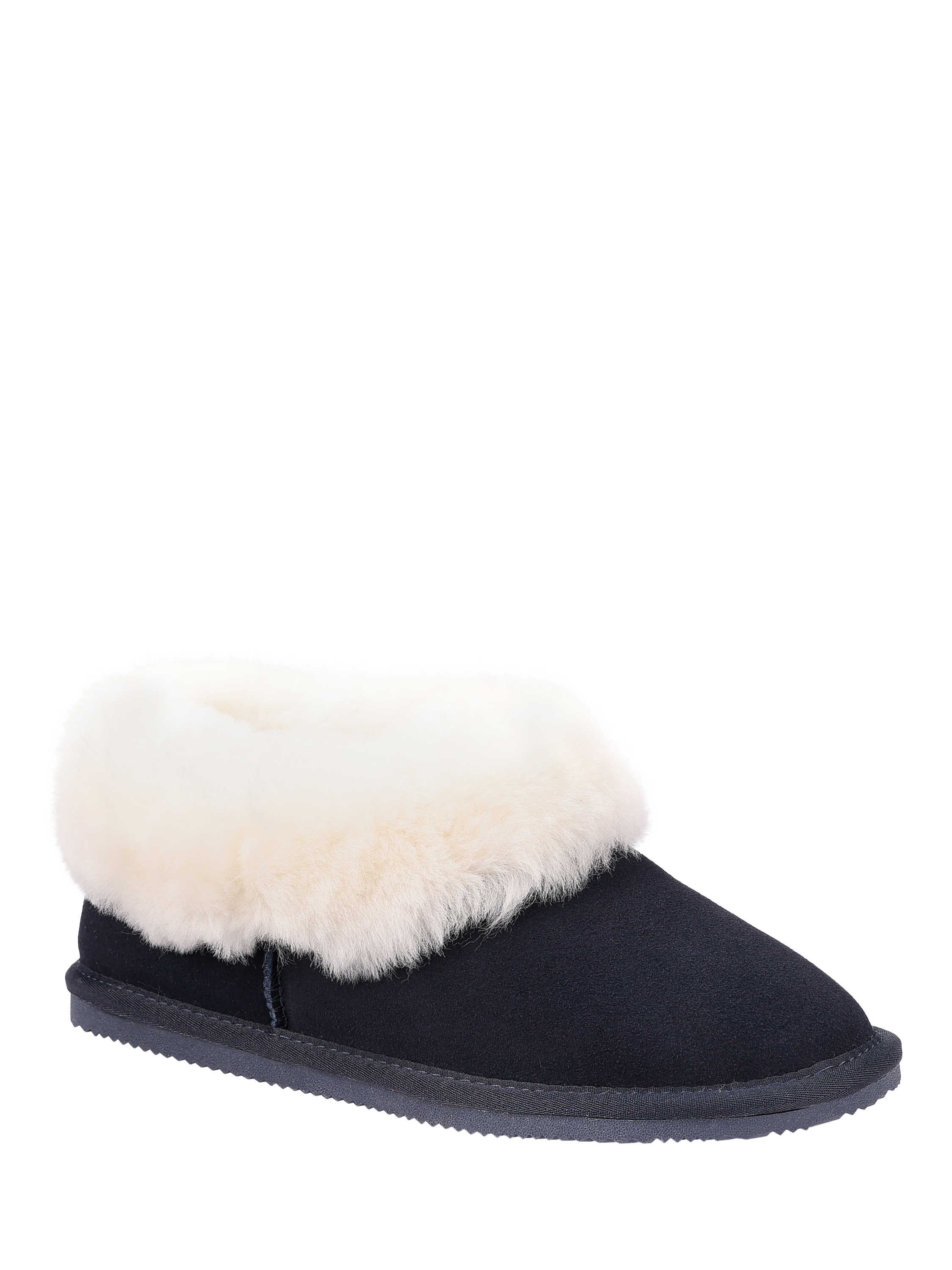 Product image 2 of 4, which shows Hotter Hug Suede Sheepskin Lined Slippers, Navy, 3