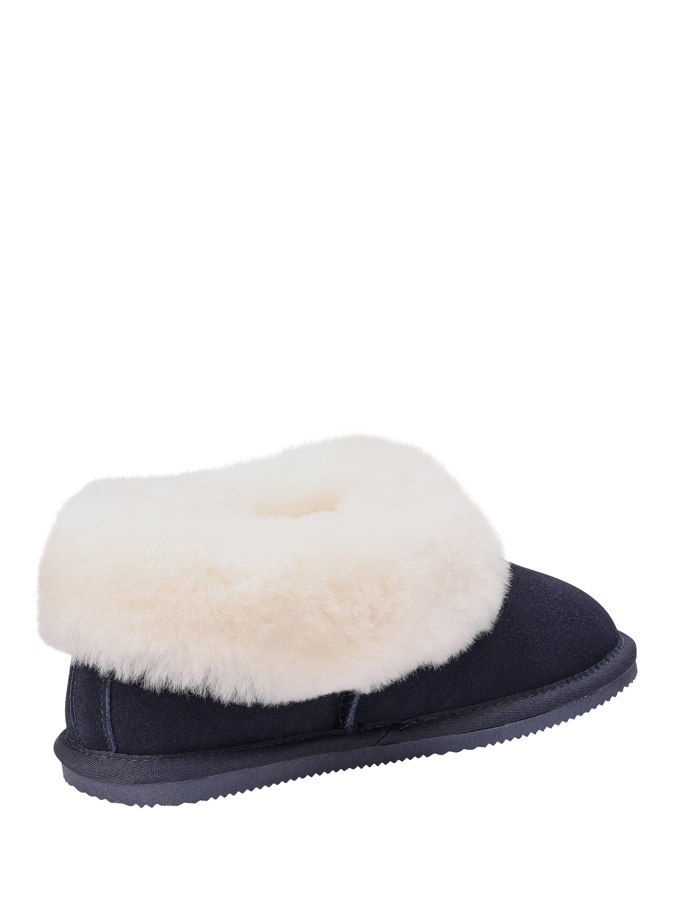 Product image 4 of 4, which shows Hotter Hug Suede Sheepskin Lined Slippers, Navy, 3