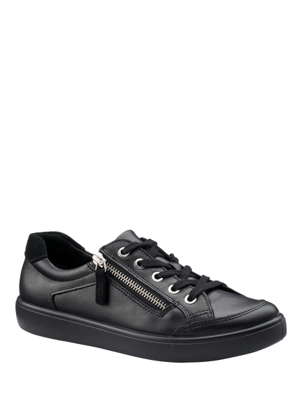 Hotter Chase II Extra Wide Fit Leather Zip and Go Trainers, Black - view 2, Black