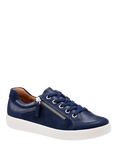 Hotter Chase II Wide Fit Leather Zip and Go Trainers, French Navy