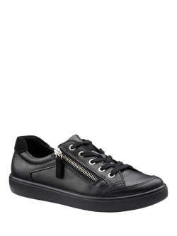 Hotter Chase II Leather Zip and Go Trainers, Black - view 2, Black