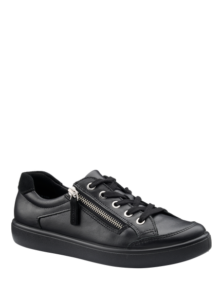 Hotter Chase II Leather Zip and Go Trainers, Black - view 2, Black