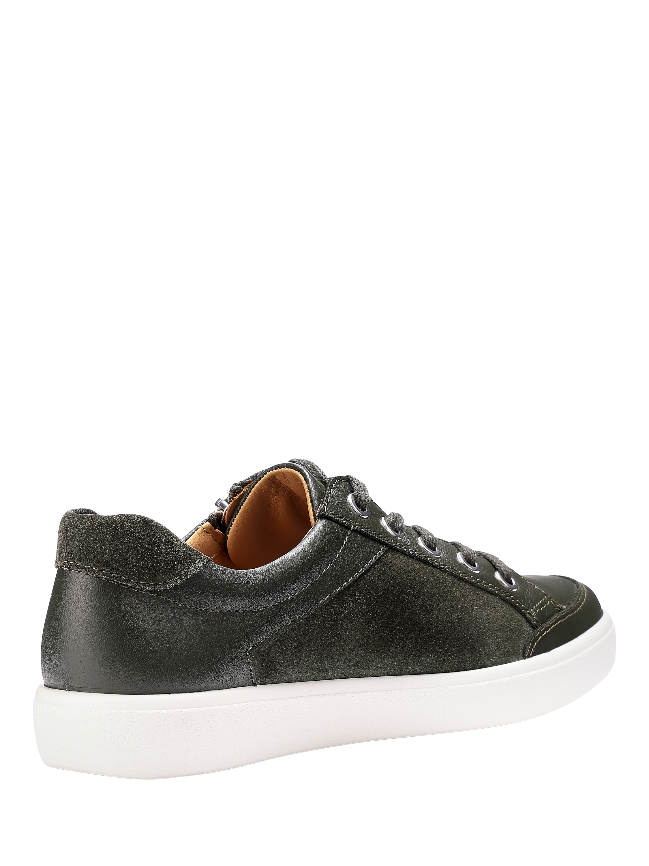 Product image 4 of 4, which shows Hotter Chase II Leather Zip and Go Trainers, Forest Green, 3S