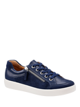 Hotter Chase II Leather Zip and Go Trainers, French Navy, French Navy