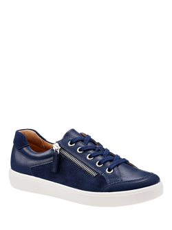 Hotter Chase II Leather Zip and Go Trainers - view 2, French Navy