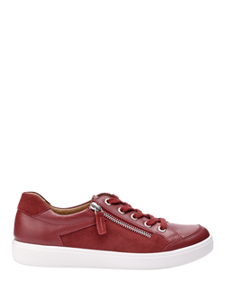 Hotter Chase II Leather Zip and Go Trainers, Red Pear, Red Pear