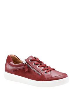 Hotter Chase II Leather Zip and Go Trainers, Red Pear - view 2, Red Pear