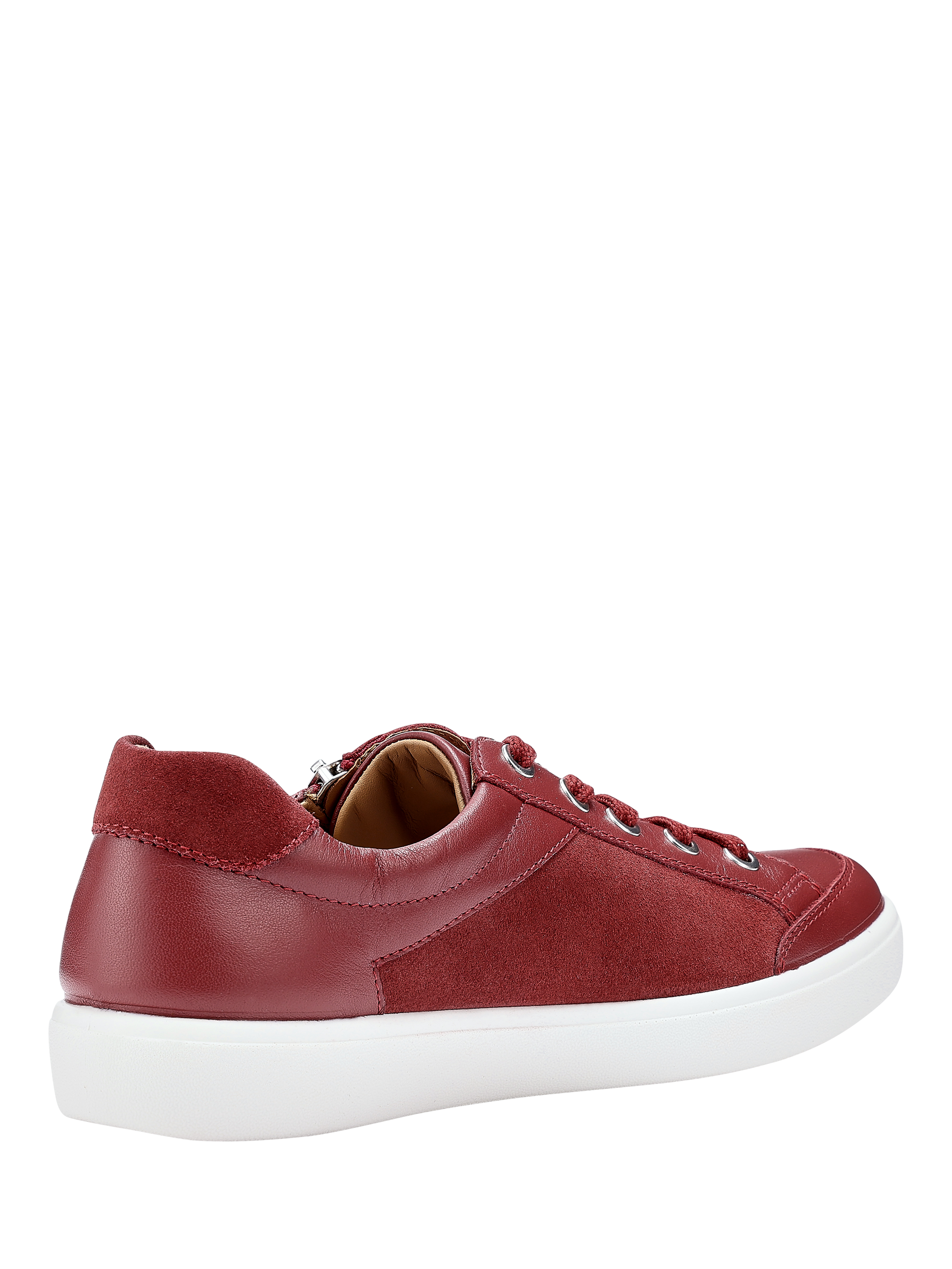Product image 4 of 4, which shows Hotter Chase II Leather Zip and Go Trainers, Red Pear, 3S