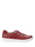 Hotter Chase II Wide Fit Leather Zip and Go Trainers, French Navy, Red Pear