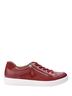 Hotter Chase II Wide Fit Leather Zip and Go Trainers, Red Pear