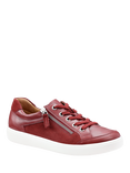 Hotter Chase II Wide Fit Leather Zip and Go Trainers, French Navy, Red Pear