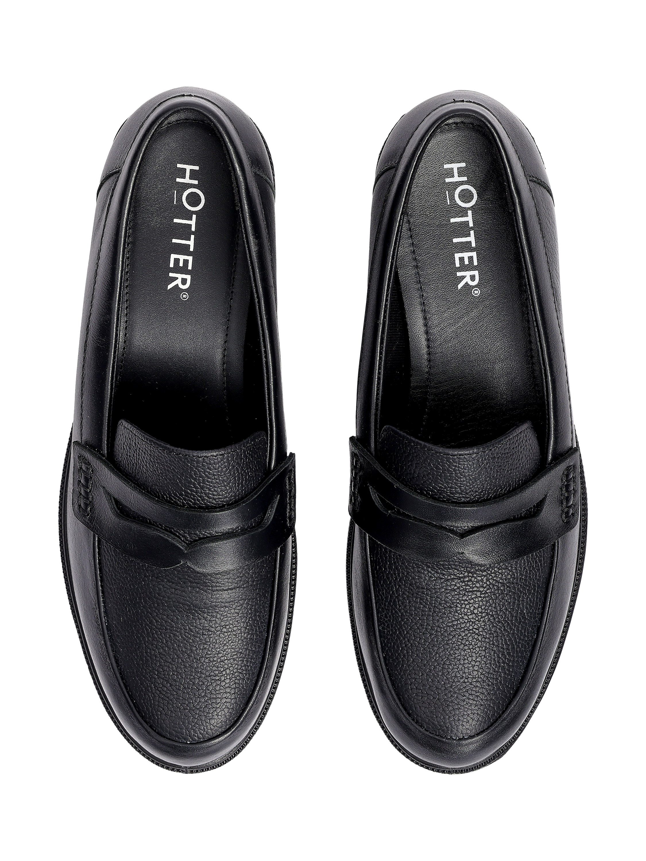 Product image 3 of 4, which shows Hotter Dorset Leather Loafers, Black, 3S