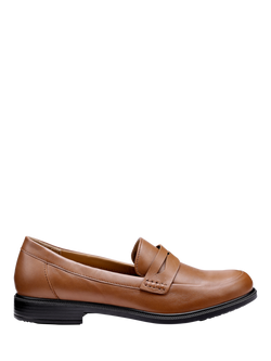 Hotter Dorset Wide Fit Leather Loafers, Rich Tan, Rich Tan
