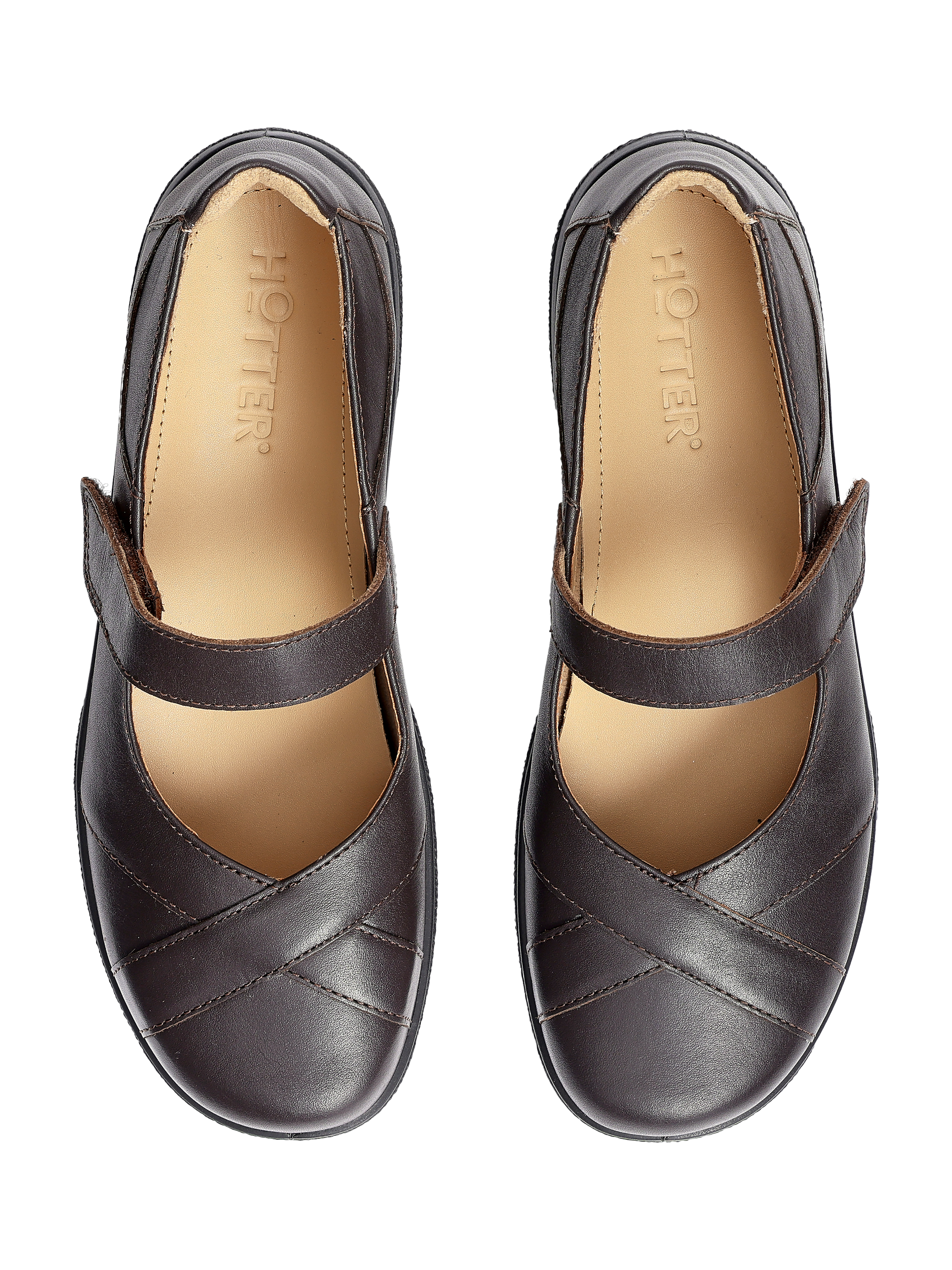 Product image 3 of 4, which shows Hotter Hope Wide Fit Leather Pumps, Chocolate, 3W