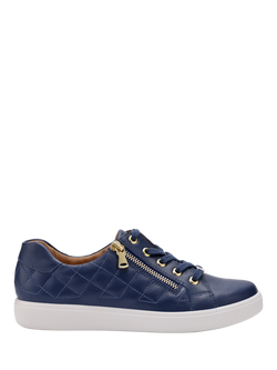 Hotter Wonder Quilted Leather Metallic Eyelet Shoes, French Navy