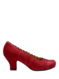 Hotter Jive Suede Scallop Edge Heeled Courts, Red Pear