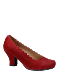 Hotter Jive Suede Scallop Edge Heeled Courts, Red Pear